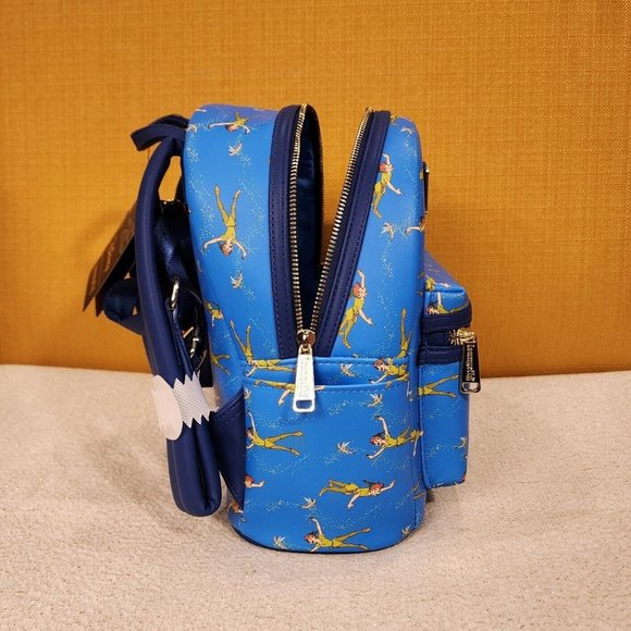 Loungefly Disney Peter Pan Flying TinkerBell AOP Blue Mini Backpack NEW main image 7